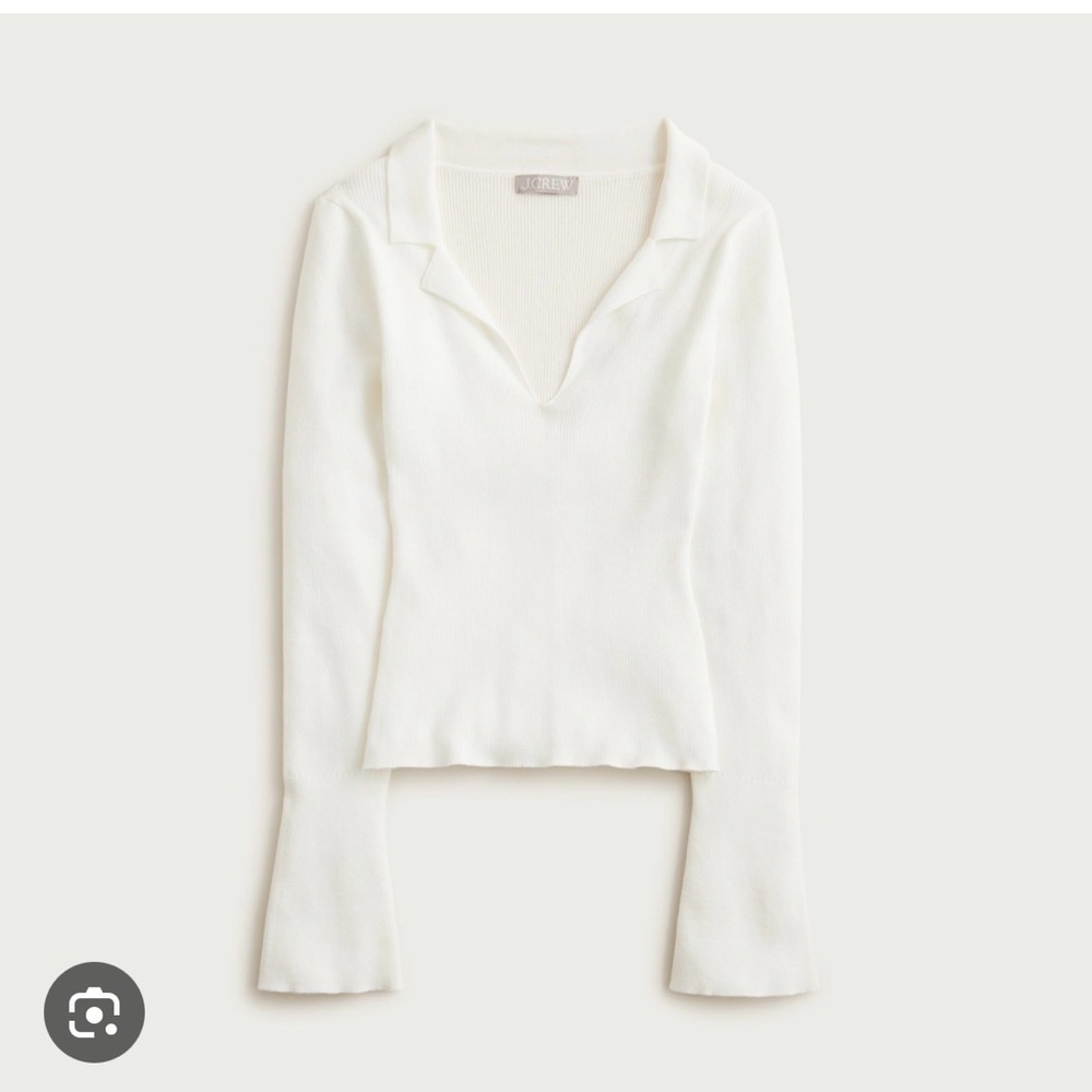 J. Crew Ivory Knit V-Neck Top